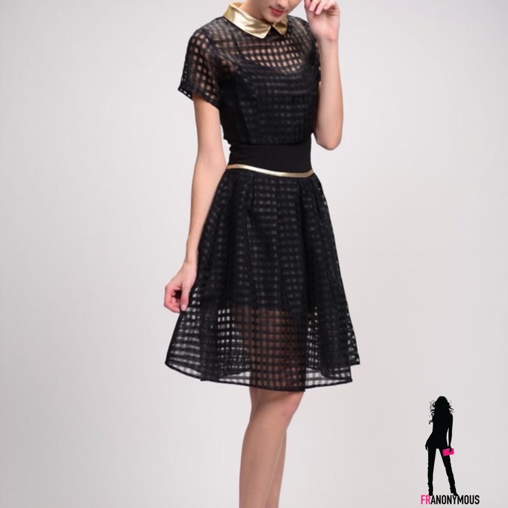 Black Gold Lined Top and Skirt - Picture 2 of 6